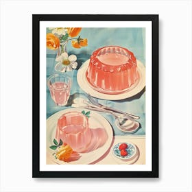 Pastel Pink Jelly Vintage Cookbook Inspired 2 Art Print