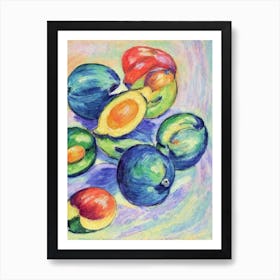 Mangoosteen Vintage Sketch Fruit Art Print