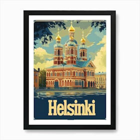 Aihrgdesign A Retro Travel Poster For Helsinki 7 Art Print