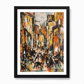 Painting Of A Rome With A Cat In The Style Of Abstract Expressionism, Pollock Style 2 Art Print