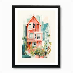 A House In San Francisco, Abstract Risograph Style 3 Art Print
