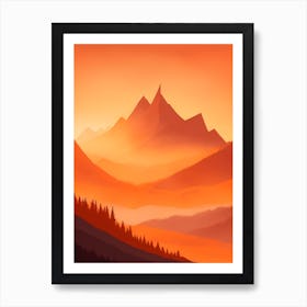 Misty Mountains Vertical Composition In Orange Tone 126 Art Print