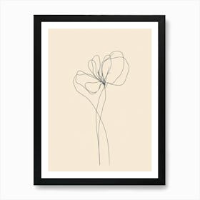 Single Line Drawing Of A Flower Art Print