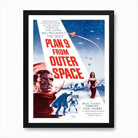 Plan Nine From Outer Space With Bela Lugosi, Scifi Movie Poster Art Print