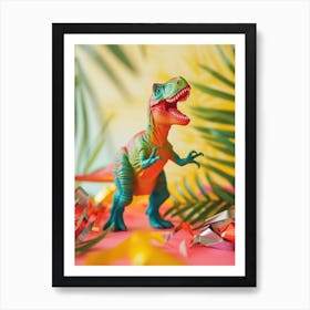 Toy Dinosaur T Rex With Plants Art Print