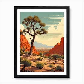  Retro Illustration Of A Joshua Tree In Rocky Landscape 2 Art Print