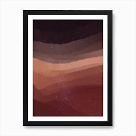 Minimal art abstract brown waves watercolor painting Art Print