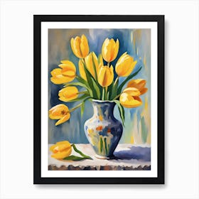 Yellow Tulips in a Vase Art Print