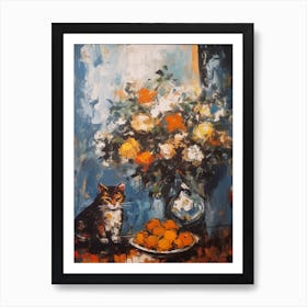 Hydrangea With A Cat 2 Abstract Expressionism  Art Print