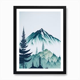 Mountain And Forest In Minimalist Watercolor Vertical Composition 222 Art Print