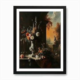 Baroque Floral Still Life Statice 3 Art Print