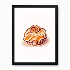 Pecan Sticky Bun Dessert Minimal Line Drawing Flower Art Print