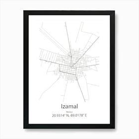 Izamal,Mexico Minimalist Map Póster