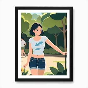 Woman Walking In The Park Poster