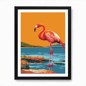 Greater Flamingo South America Chile Tropical Illustration 1 Art Print