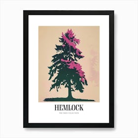 Hemlock Tree Colourful Illustration 4 Poster Art Print