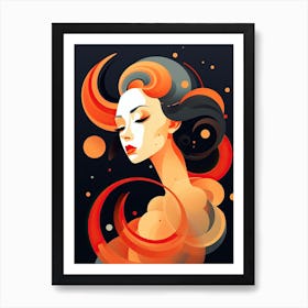 Unveiling Her Muse: Abstract Womanly Whispers Art Print