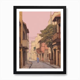 Nicosia Cyprus 3 Vintage Pink Travel Illustration Art Print