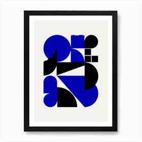 Abstract Geometrical Shapes In Blue Art Print