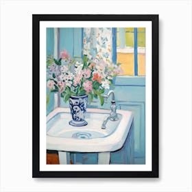 A Vase With Forget Me Not, Flower Bouquet 3 Art Print