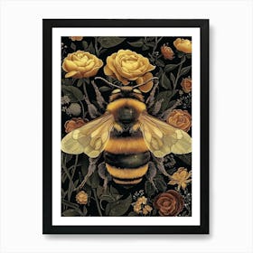 William Morris Print Bumble Bee Art Botanical Art Flowers Big Bee Full Art Print