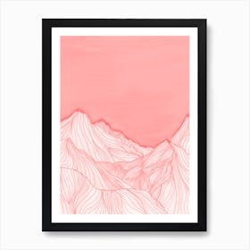 Lines In The Mountains   Pink Art Print