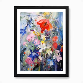 Abstract Flower Painting Lobelia 2 Art Print
