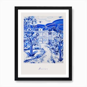 Assisi Italy Blue Drawing Poster Art Print