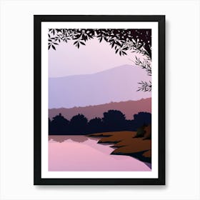 Sunset Sky Tree Landscape Sunrise Nature Night Sky Sun Silhouette Trees Clouds Beach Art Print