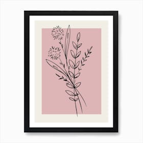 Pink Flowers Neutral Wall Art Print