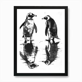 King Penguin Admiring Their Reflections 4 Art Print