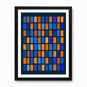 Blue and Orange Abstract Blocks Art Print