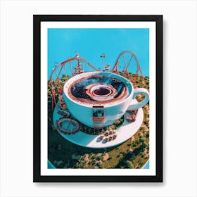 Coffee Cup With Roller Coaster Art Print