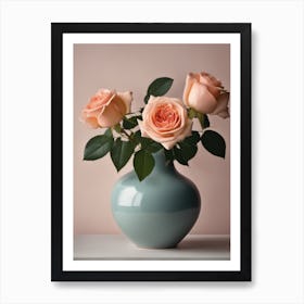 A Vase Of Pink Roses 84 Art Print