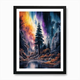 Rainbow In The Forest Art Print