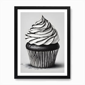 Black And White Cupcake 3 Art Print