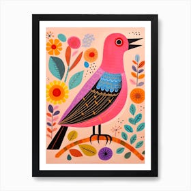 Pink Scandi Cuckoo 1 Art Print