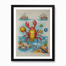 Crab In The Sea 1 Art Print