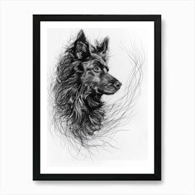 Belgian Sheepdog Line Sketch 2 Art Print