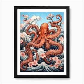 Day Octopus Realistic Illustration 10 Art Print