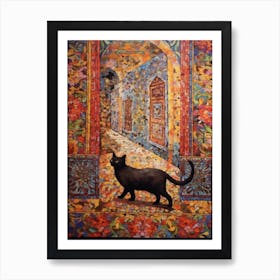 Painting Of Marrakech With A Cat In The Style Of William Morris 1 Art Print