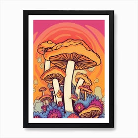 Retro Mushrooms 10 Art Print