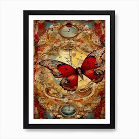 Butterfly In A Clock Art Print