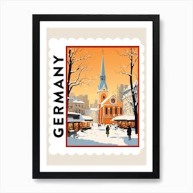 Retro Winter Stamp Poster Munich Germany 1 Art Print