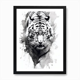 Tiger Black and White Watercolor Ink 1 Art Print