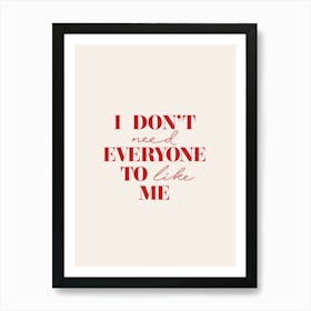 I Don't Need Typography  Poster Vintage Red Beige Art Lover Inspired  Art Print