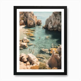 Swimming Along The Coast, Italy, Summer Vintage Photography Art Print