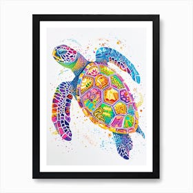 Rainbow Turtle Scribble Crayon Drawing 3 Art Print