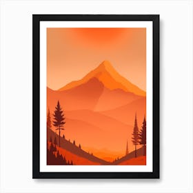 Misty Mountains Vertical Composition In Orange Tone 101 Art Print