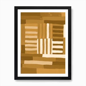 Painted Color Block Grid In Mustard Art Print